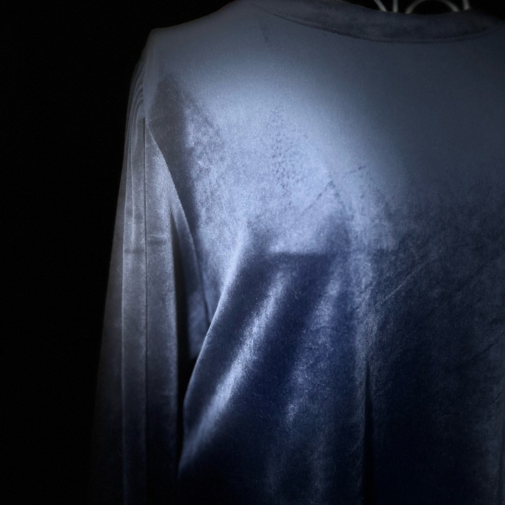 LOFT Midnight Blue Micro-Velvet Blouse - Picture 5 of 5